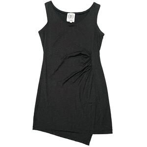 Anagram Gary Graham Mini Dress Jersey Sleeveless Dark Gray Asymmetric Hem Medium